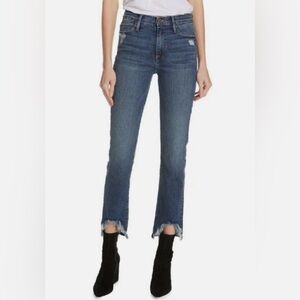 FRAME Denim Le High Straight Jeans Chewed Hem Rue Distressed Size 25